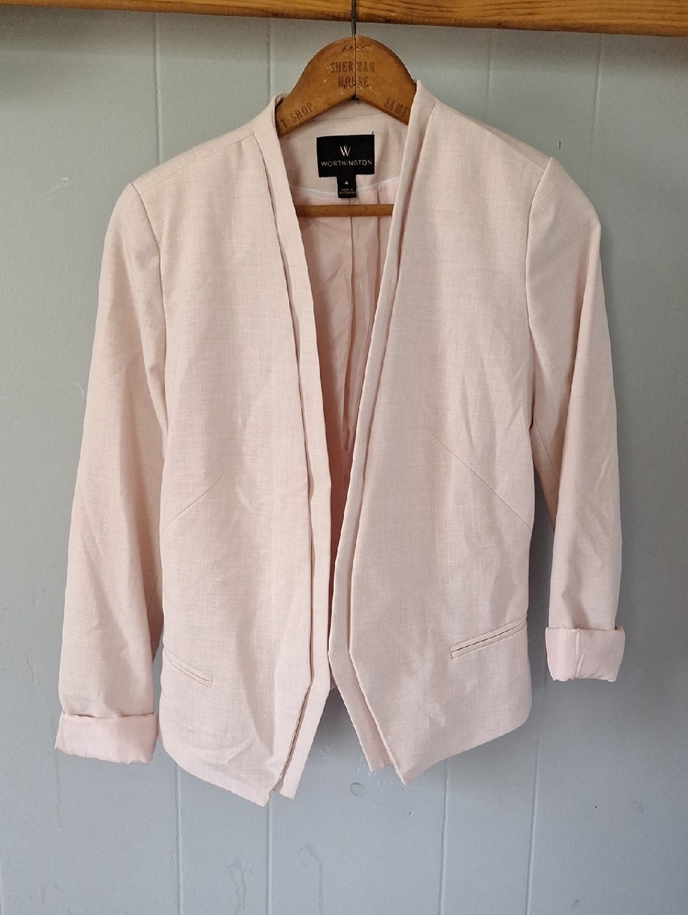 Worthington Light Pink Open-Front Blazer